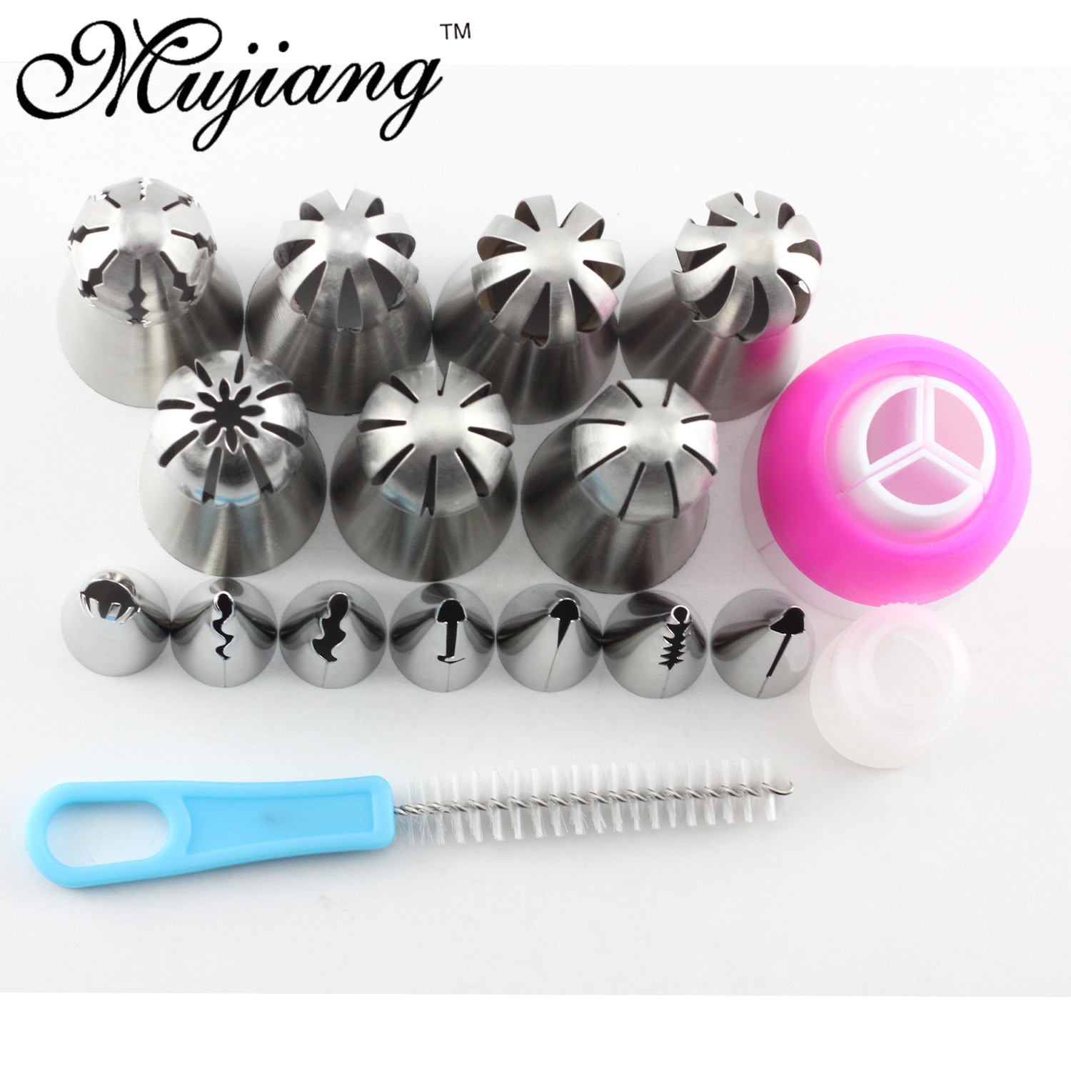 Mujiang 17Pcs Russische Sferische Bal Icing Piping Nozzles Koreaanse Stijl Pastry Tips Rvs Cake Dessert Decoreren Gereedschappen