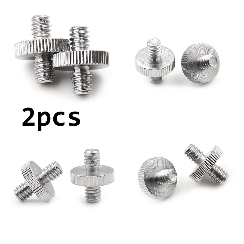 2Pcs Rvs 1/4 "1/4" Male Naar 1/4 "Mannelijk Schroefdraad Adapter Schroefdraad Foto Accessoires