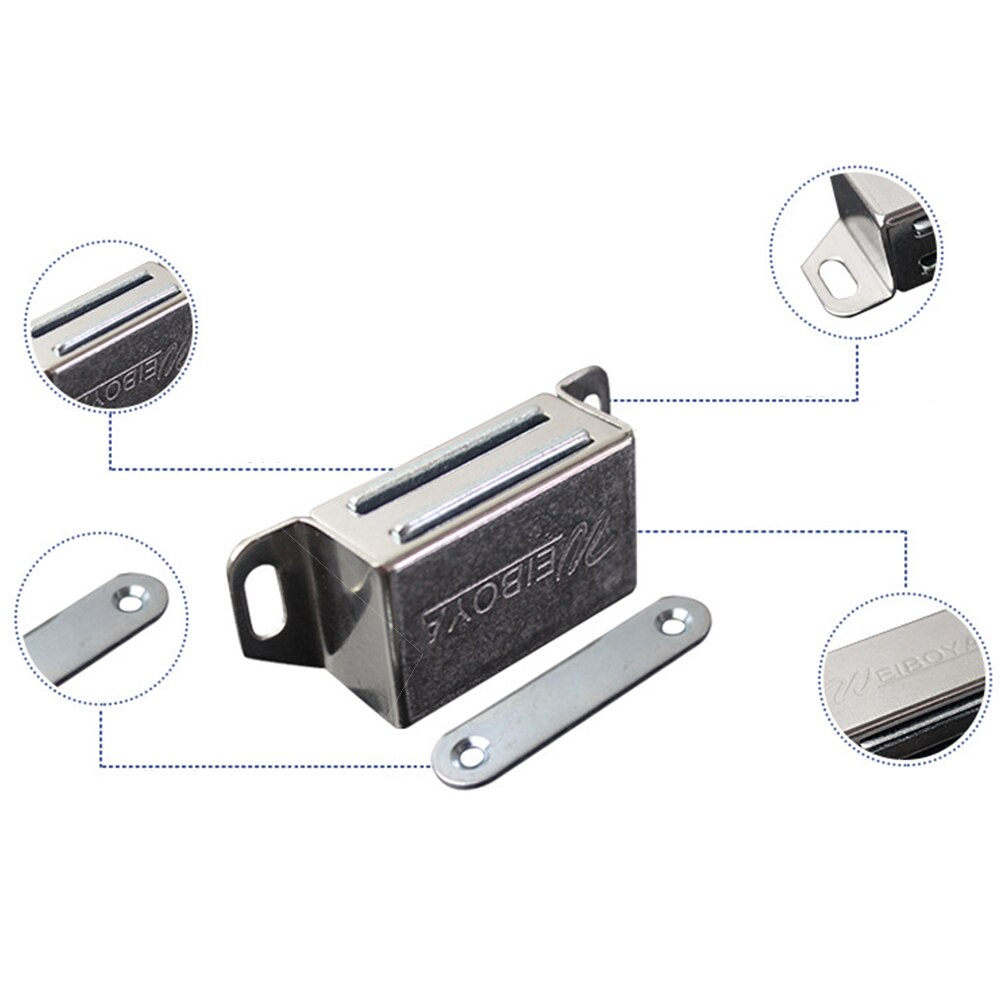 4pcs Cabinet Catch Latches With Screws Heavy Duty Pull Home Magnetic Kitchen Noise Reduce Stainless Steel Door Closure Hardware