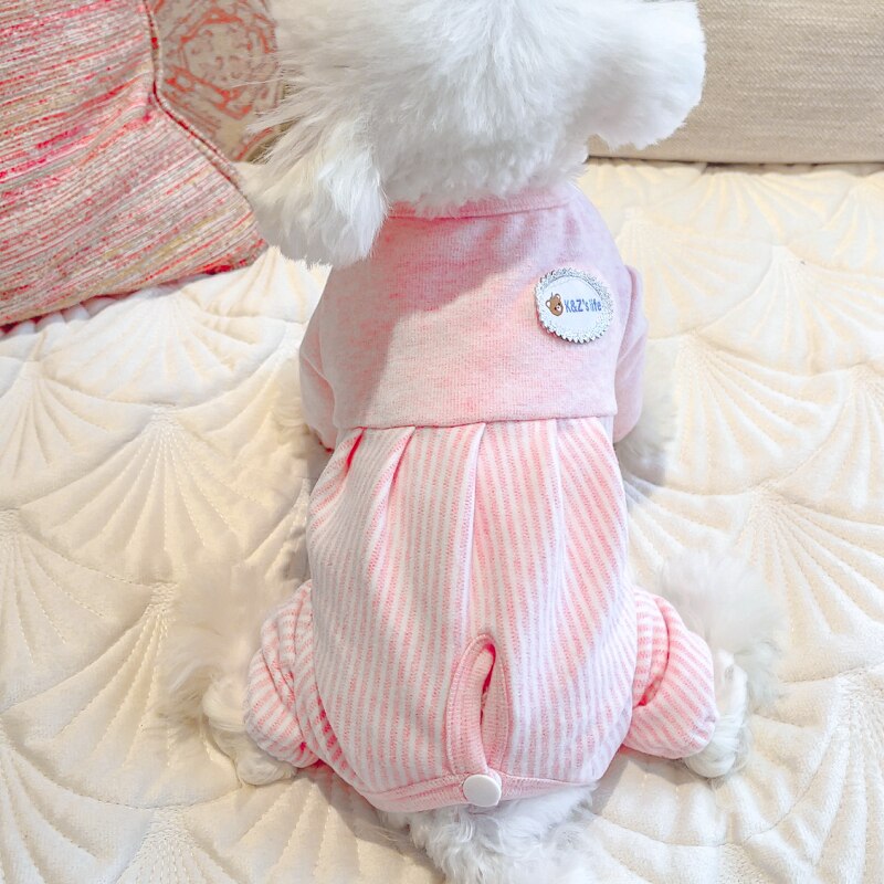 Girl Dog Pajamas Spring Pet Jumpsuit Puppy Small Dog Overalls Outfit Chihuahua York Pomeranian Maltese Shih Tzu Poodle Clothes: Pink / S