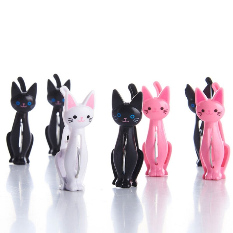 4Pcs/Set Cute Cat Clamp Shape Sealing Clip Portable Clip For Snack Moisture-proof Plastic Clothespin Drying Clip Decorations