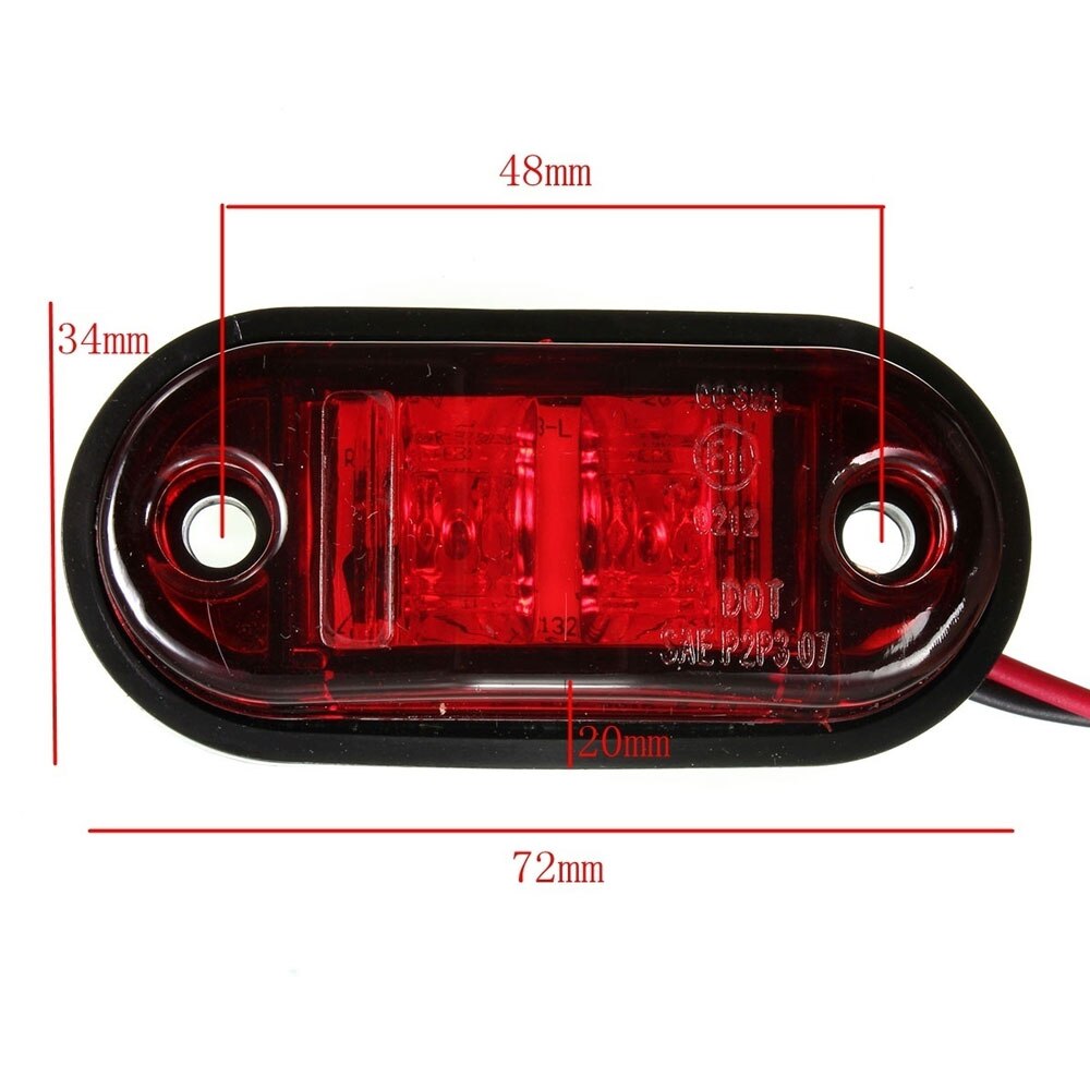 12V / 24V 2LED Rode Vrachtwagen Verlichting Side Verlichting Signal Lights Voor 12V / 24V Voertuigen voor Auto 'S, trailers, Truck Marker Lamp