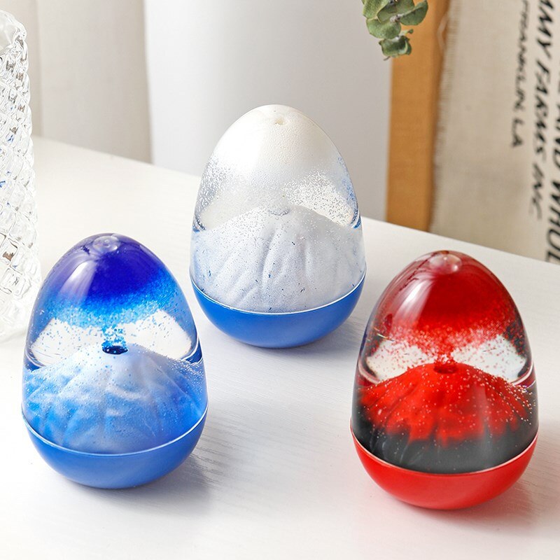 Décorations créatives en forme de sablier, éruption volcanique, filet de goutte d&#39;huile, minuterie rouge, jouet, décoration liquide d&#39;eau, pour enfants, montagne de neige