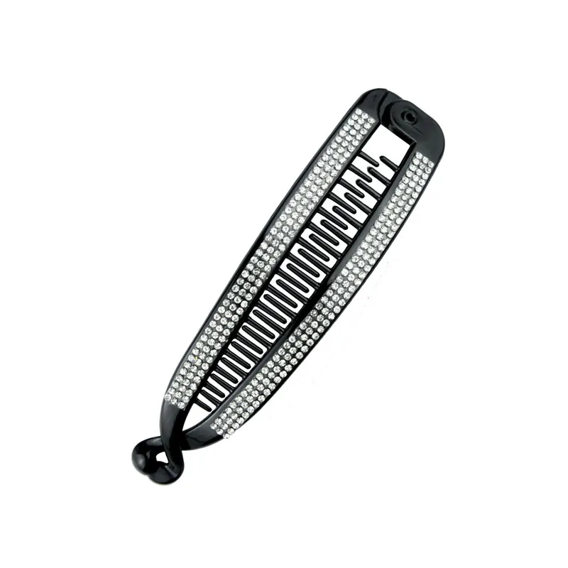 Joyería para el cabello, pasadores de plátano, pinzas en forma de garra para el pelo de pez, horquillas, accesorios para el cabello con diamantes de imitación negros para mujer, pinzas, abrazadera, tocado