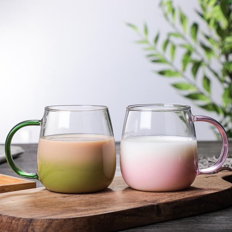 Kaffekopp i nordeuropeisk stil färgstarkt handtag kopp juice mjölkkopp värmebeständig blomma vin öl glas tekopp