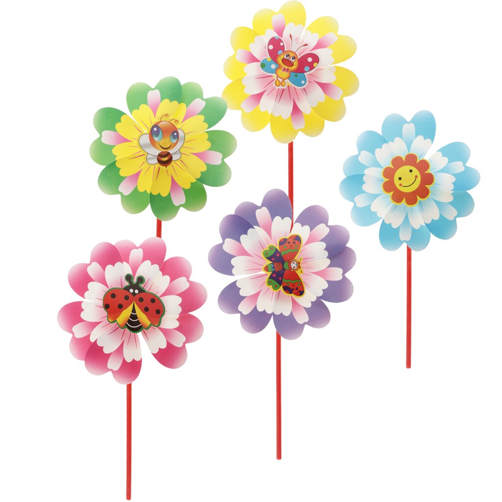 10 Stuks Van Pioen Bloem Pinwheels, Plastic Windmolens Met Insect Patroon, Garden Party Decor, Kids Toy
