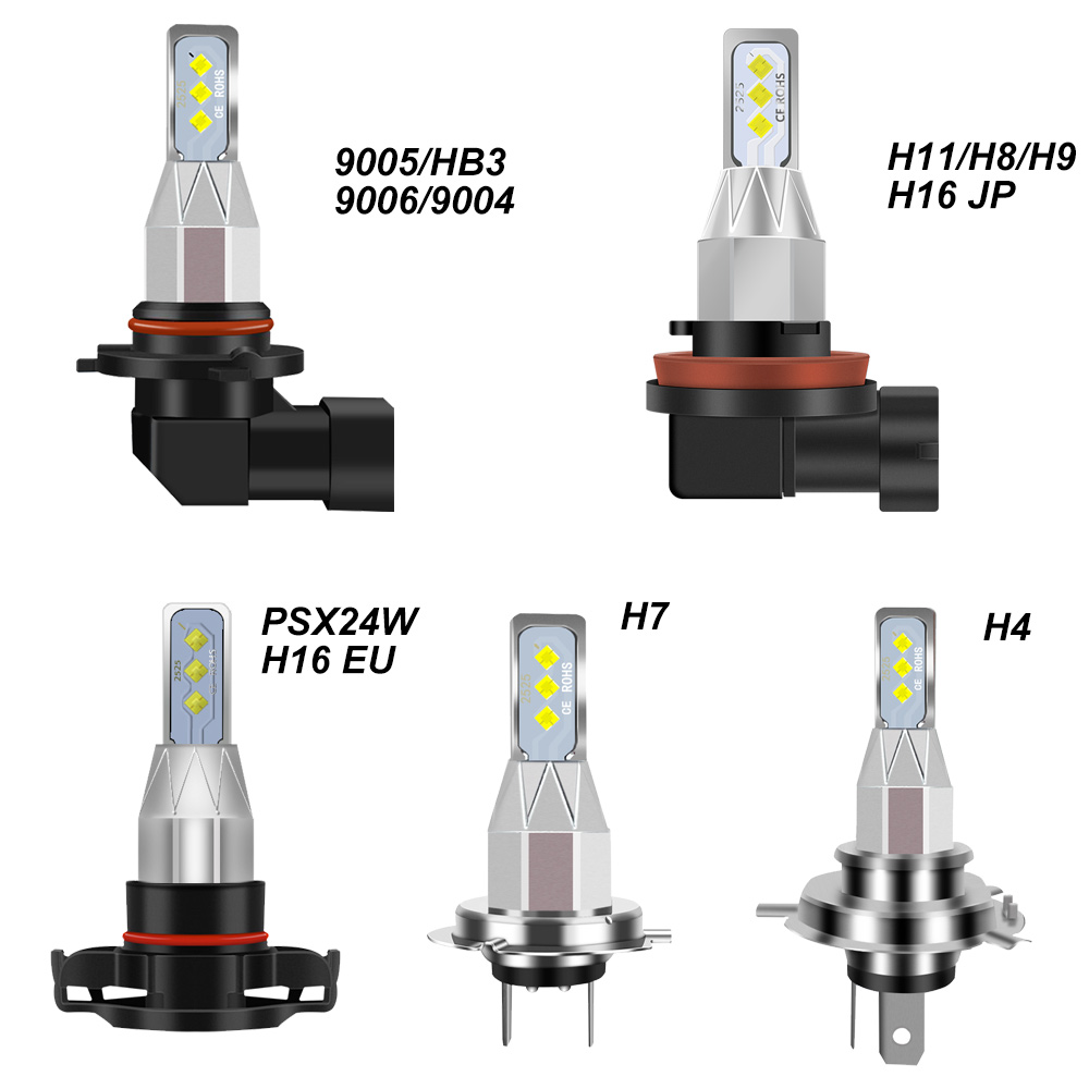 Luces LED antiniebla Para coche, Bombilla H16 PSX24W 2525 CSP Mini H7, H8 H11, HB3 9005 HB4 6000K, 12V, 2 uds.