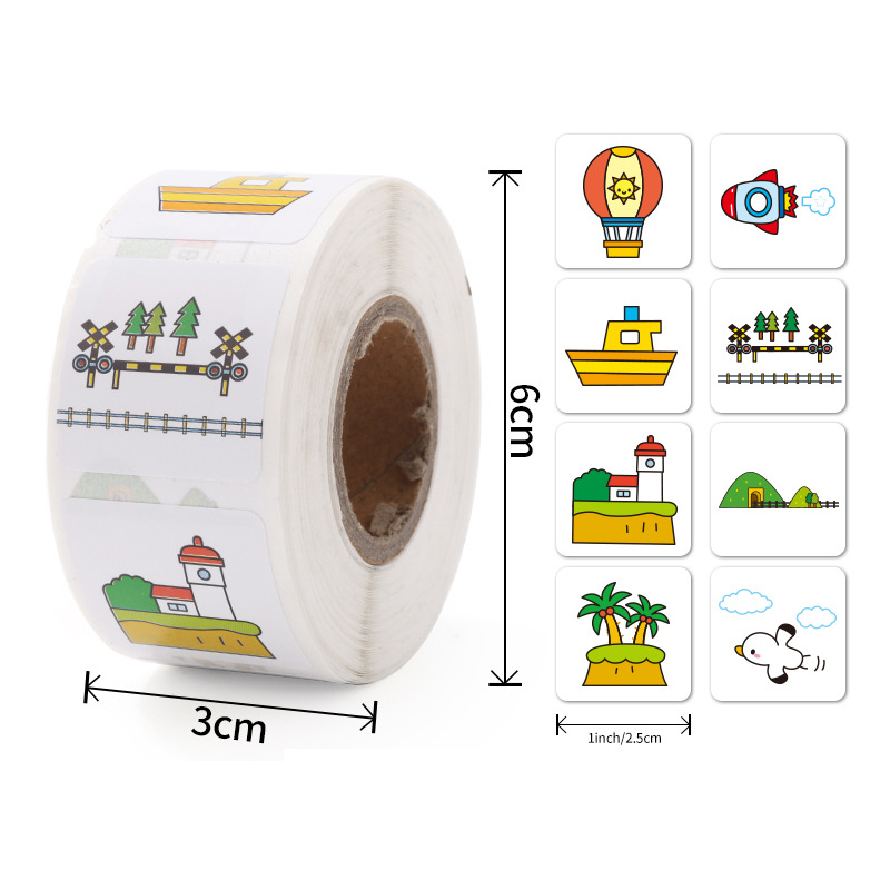 500 Stuks Cartoon Transport Auto Labels Stickers Kinderen Beloning Puzzel Stickers Verjaardagsfeestje Cadeau Decoratief Label Scrapbooking: Light Grey