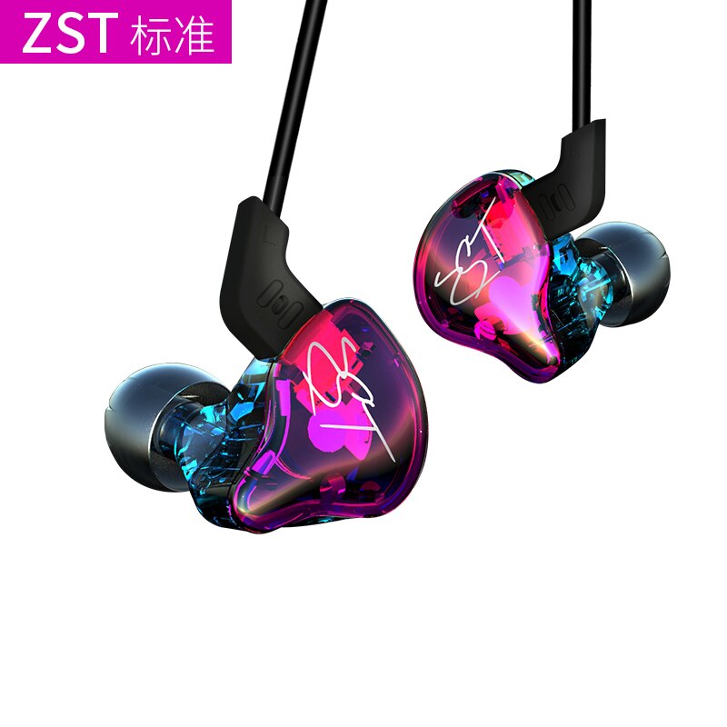 Kz Zst Dual Driver Oortelefoon Dynamische En Armatuur Afneembare Kabel Monitoren Geluidsisolerende Hifi Muziek Sport Oordopjes 1DD + 1BA: Purple no mic