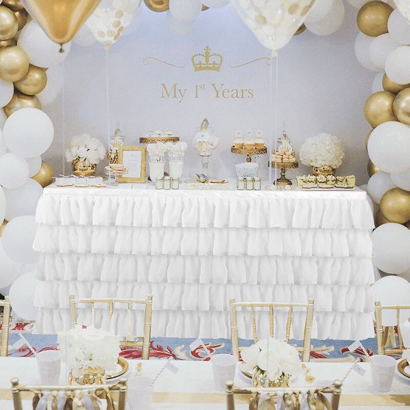 Tulle bord nederdel tutu bord nederdele bordservice baby shower fødselsdagsfest dekorationer banket bryllup hjem fest forsyninger  zm730: 275 x 77cm / -en