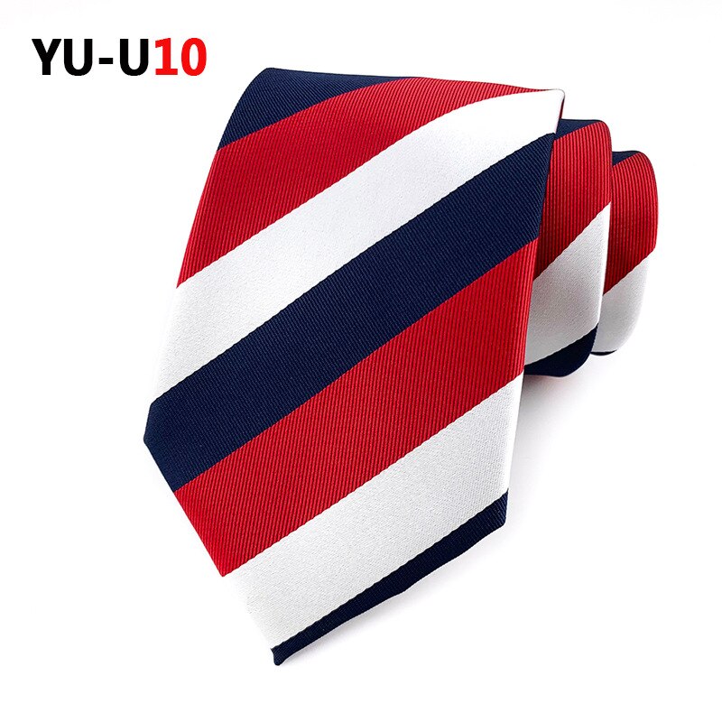 Cravate à carreaux rayée pour hommes, 8cm, décontractée, costume d'affaires de mariage, Jacquard, robe formelle, cravate Slim pour hommes: YU-U10