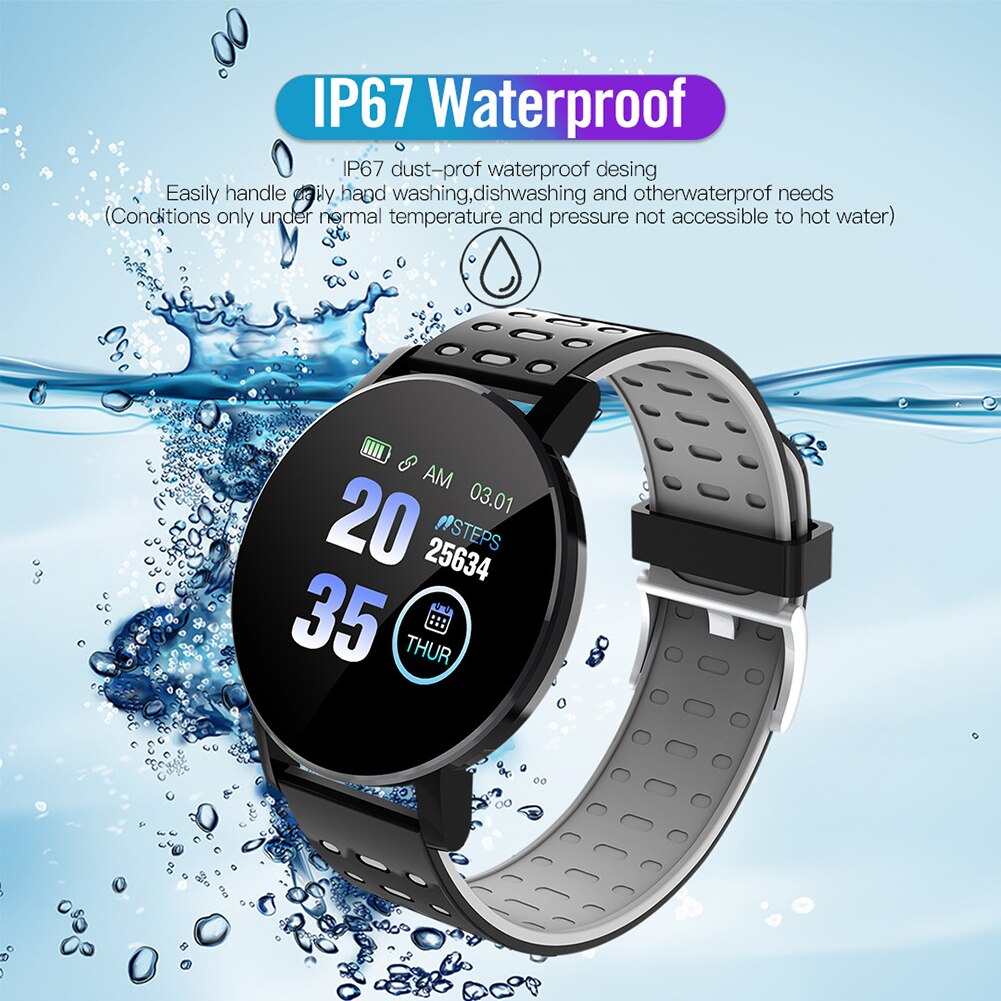 IP67 Waterdicht 119Plus Smart Armband Horloge Hartslag Smart Horloge Polsbandje Sport Horloges Band Smartwatch Voor Android Ios