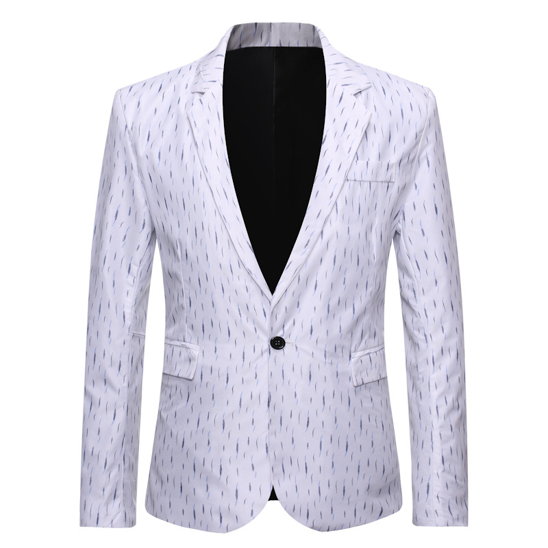 Mens Gedrukt Business Casual Blazer Slim Wedding Party Stijlvol Blazers Voor Mannen Jasje Blazers Mannen Pakken: WHITE / XL