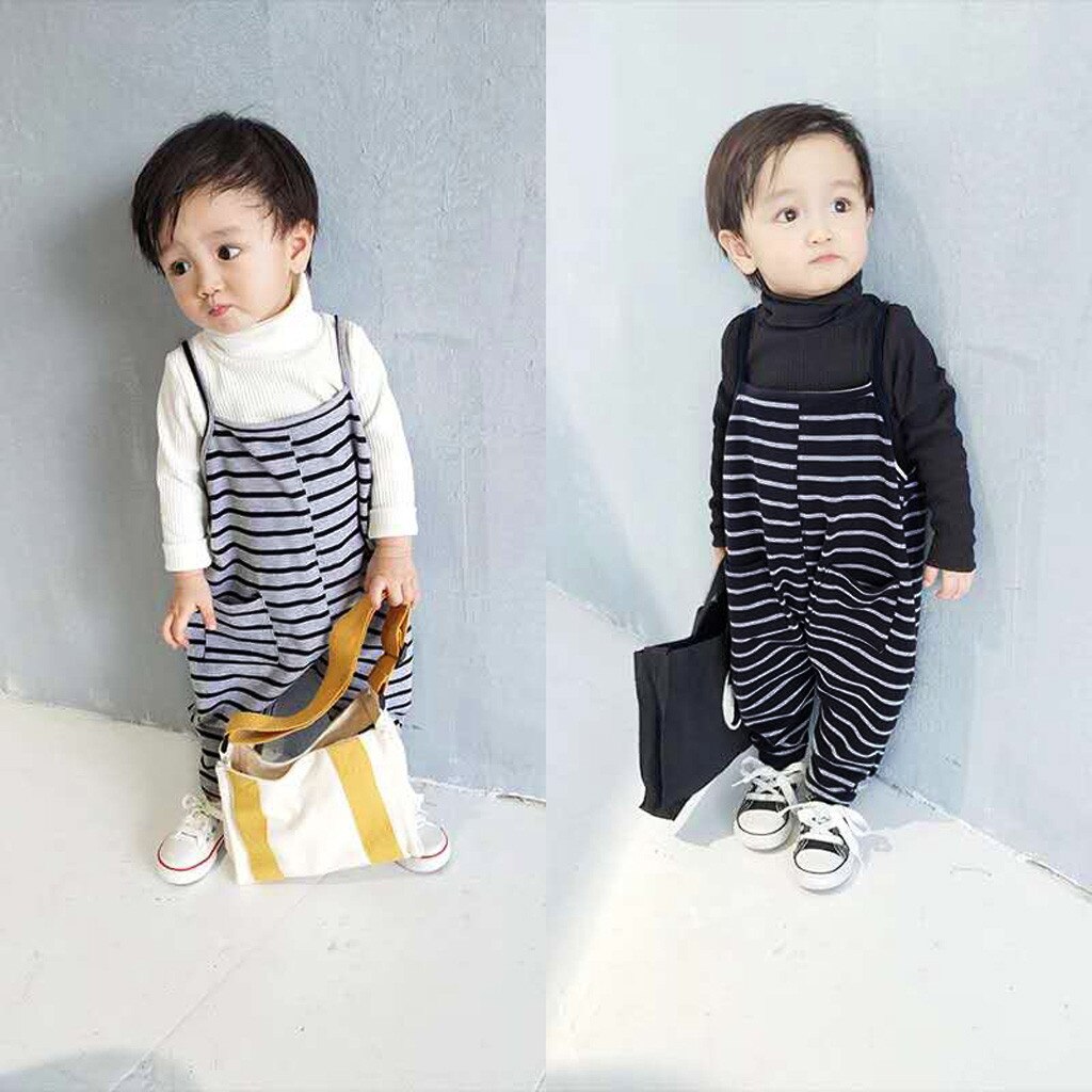 Peuter Baby Jongens Meisjes Broek Streep Jarretel Jumpsuit Uitloper Kind Meisje Kleding Zachte Warme Zakken Broek Voor Meisjes