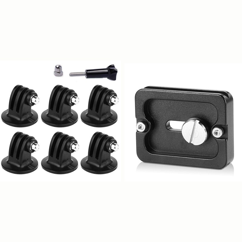 1 Pcs Black Metal PU-50 Quick Release Plaat & 1 Set Statief Mount Adapter Voor Gopro Hero 6, 5, 4, 3 +, 3, 2, 1 Camera 'S