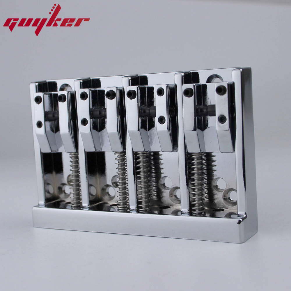 4 String High Mass Vintage Machined Adjustable Bass Bridge Chrome /Black/Gold: WHITE