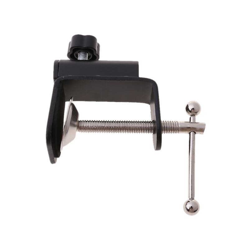 Aluminum Alloy Iron Cantilever Bracket Clamp with Hole Adjustable Thumb Screws Non-Slip Mat for Mic Stand Desk Clip