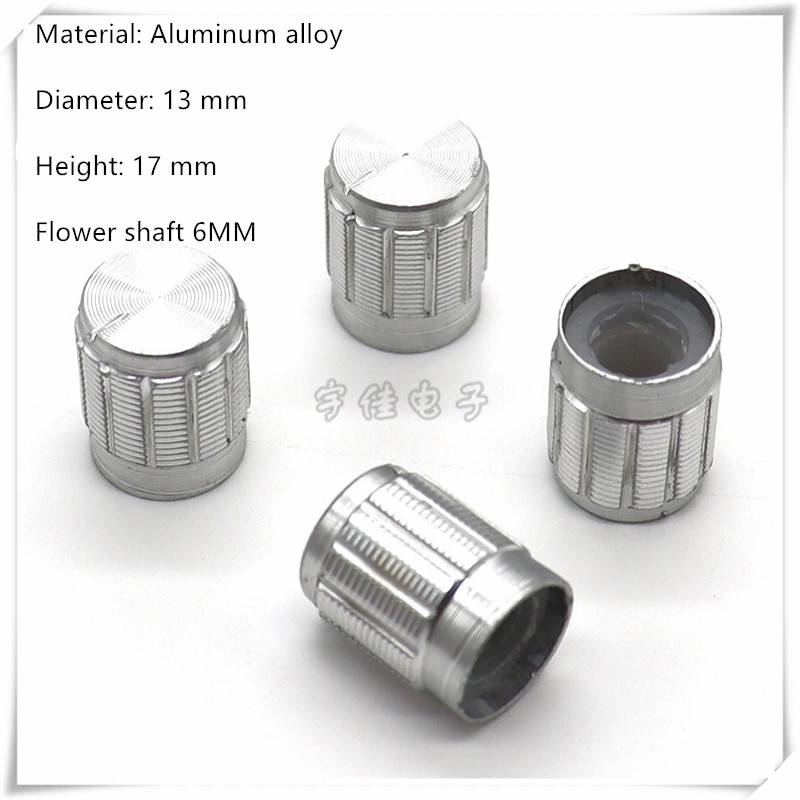 5 Stuk 13*17Mm Zilver Aluminium Dekselkleur Potentiometer Snelheid Schakelaar Knop Geschikt Voor Bloem As 6Mm