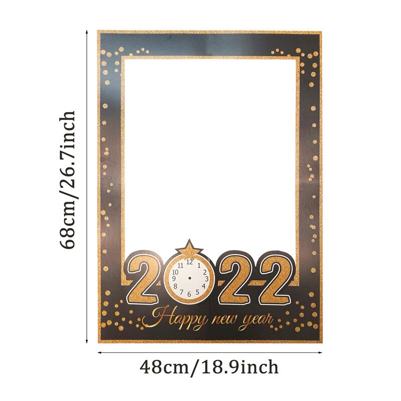 2022 Gelukkig Nieuwjaar Party Photo Booth Props Met Glazen Hoed Kroon Jaar Decor Kids Adult Funy Photobooth Props thuis Leveranties