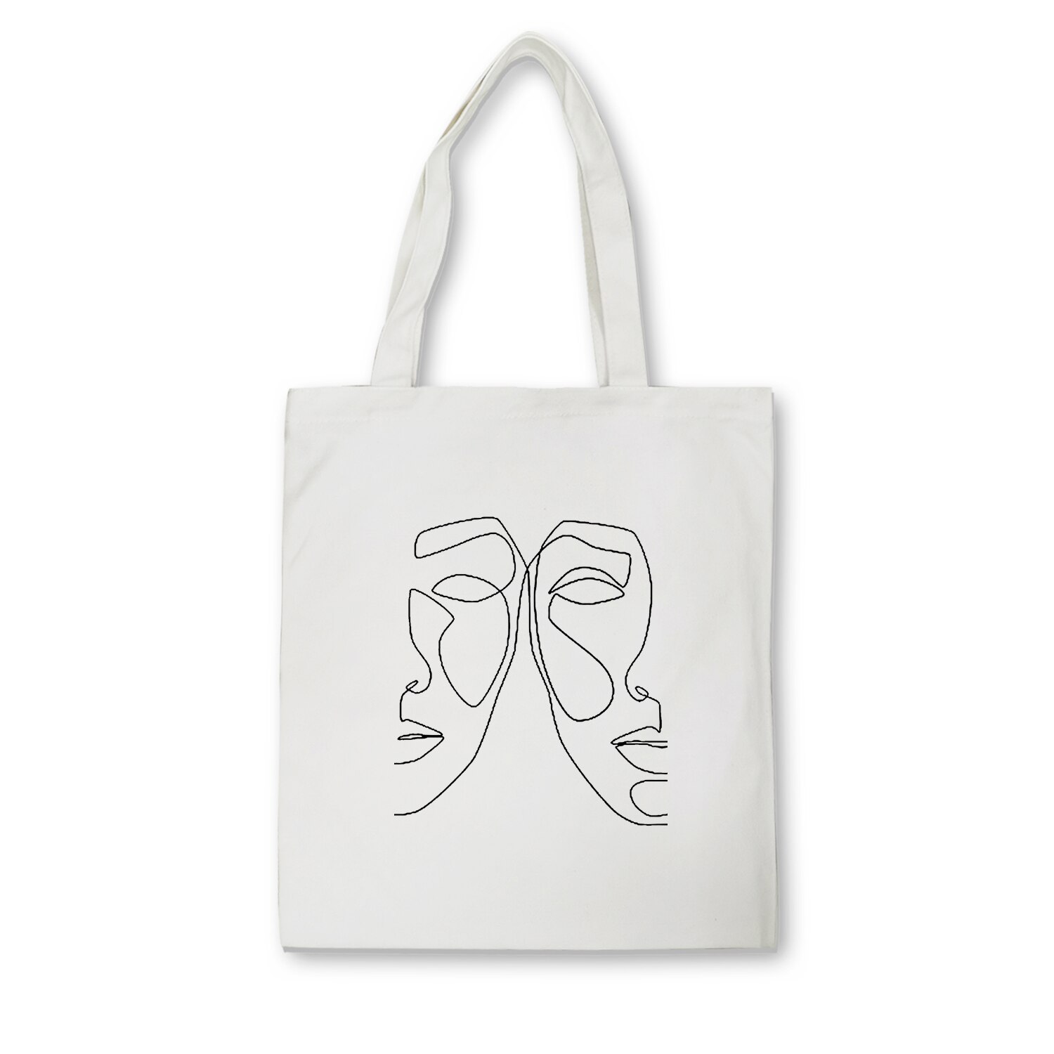 Women Canvas Bags Aesthetic Art Printing Tote Shopping Bags Casual Cloth Shoulder Bag for Girls Korean Ladies Shopper Bags: C12-86WHITE