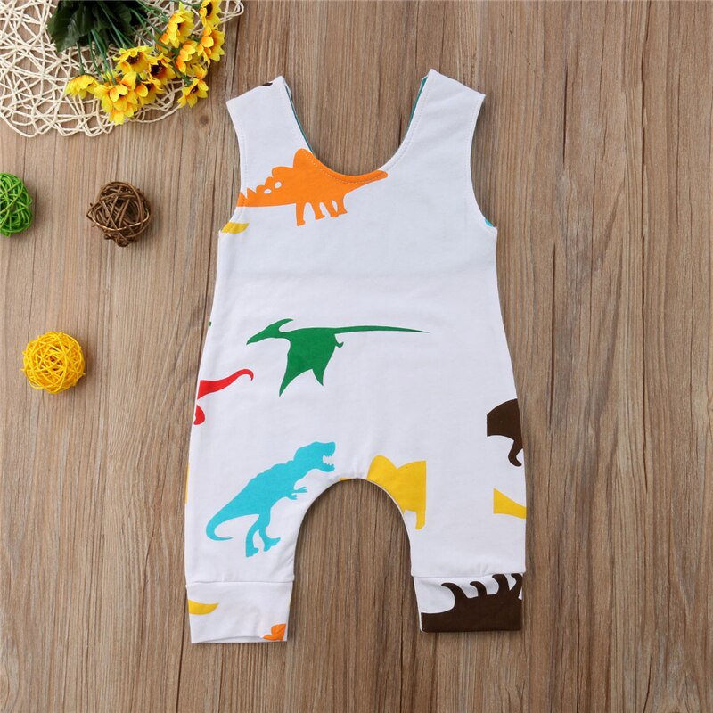 Zomer Pasgeboren Baby Jongens Meisjes Romper Dinosaurus Mouwloze Jumpsuit Sunsuit Kleding Peuter Kids Outfit