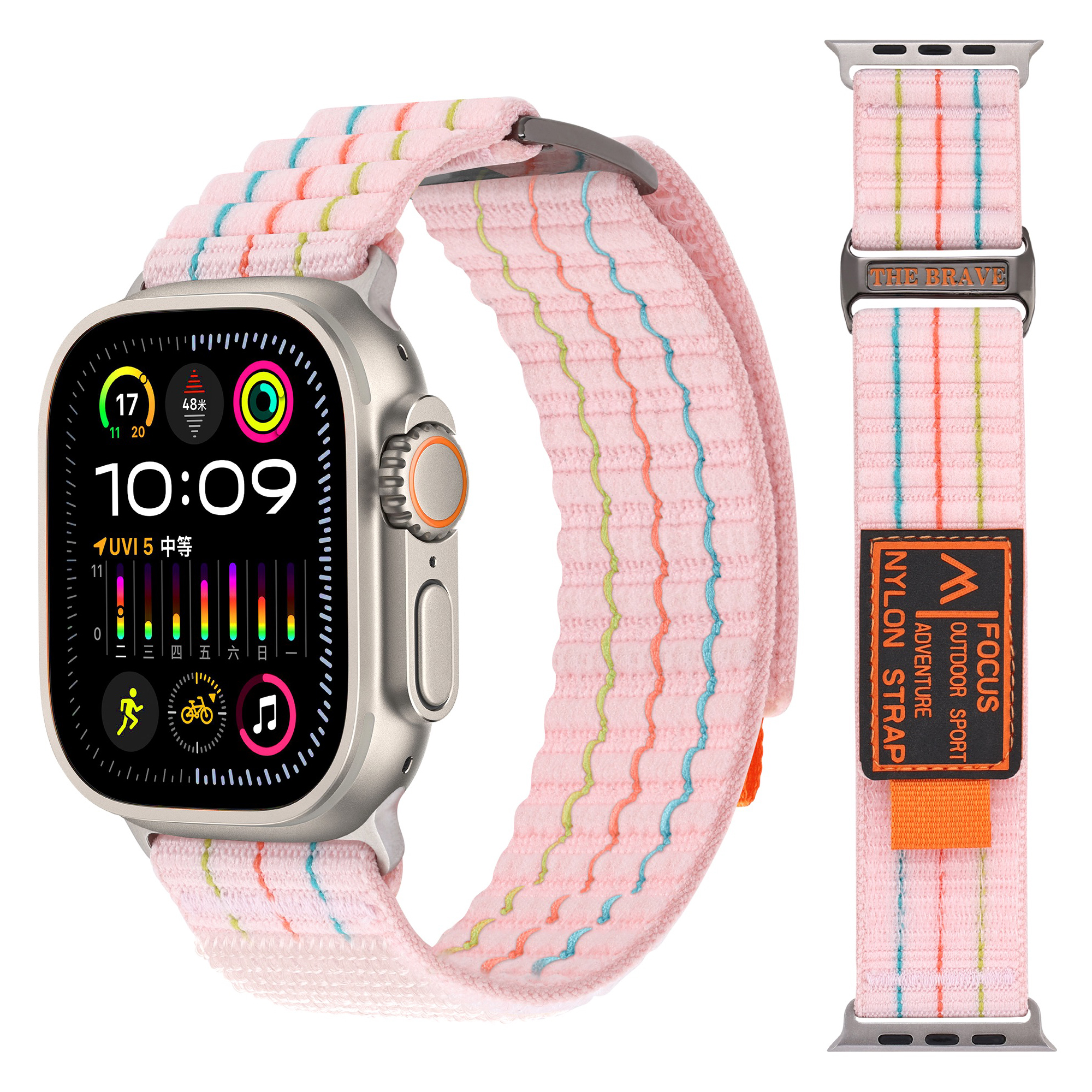 Trail loop for Apple Watch Ultra 2 Band 49mm 44mm 45mm 46mm 42mm 40mm 41mm Nylon Sport bracelet iWatch series 10 9 7 8 se Straps: M / Silver
