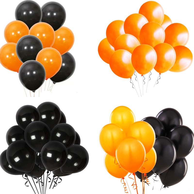 10 stks/partij 10 Inch Verjaardagsfeestje Ballons Decoraties Bruiloft Latex Ballon Zwart Wit Oranje Globos Feestartikelen
