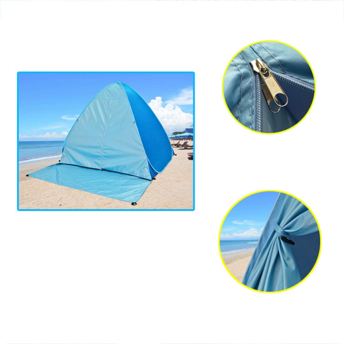 Sombrilla de playa para jardín al aire libre de 200x165x130cm carpa plegable fácil de instalar refugio solar con puertas-verde/azul