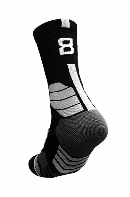 Calzini da basket professionali collocazione 0-9 numero calzini inferiori calzini sportivi sportivi per uomo e donna: 8 black socks 1pcs