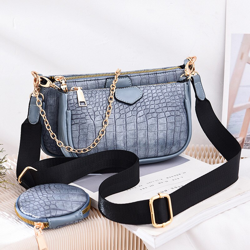 Vrouwen Chain Crossbody Tas Voor Vrouwen Zacht Lederen Schoudertas Messenger Bags Vrouwelijke Handtas En Portemonnee: Sky Blue