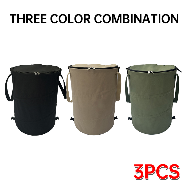 Camping Trash Can Pop-up Circular Storage Pail Canvas Foldable Recycling Bin Outdoor Garbage Garden Yard Garbage Bag: PURPLE