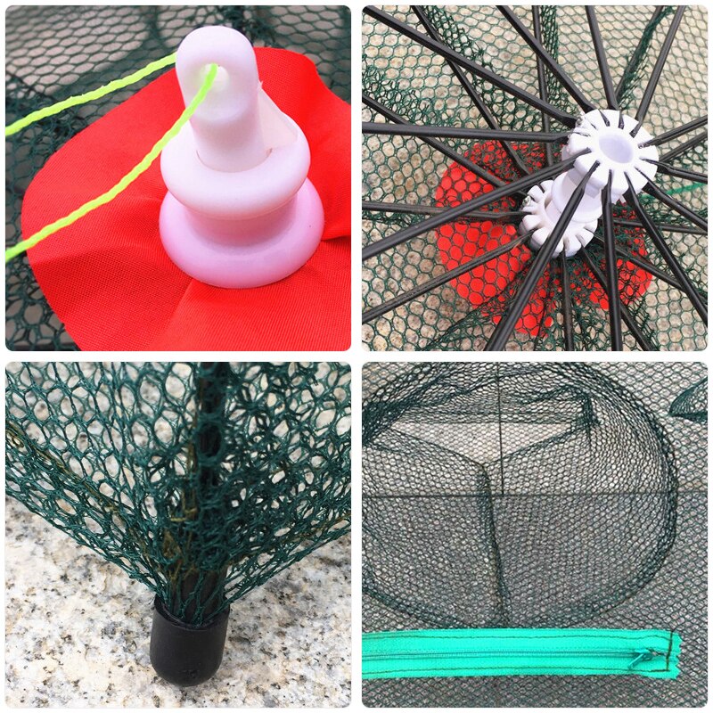 4/6/8/12/16 Hole Fishing Net Folded Portable Hexagon Fish Network Automatic Fishing Shrimp Trap Fish Minnow Crab Baits Cast Mesh