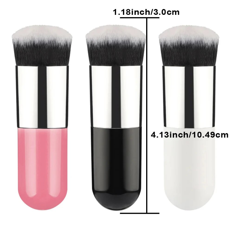 Brocha plana portátil para base de maquillaje, brocha de resaltado , brocha para polvo suelto, herramienta cosmética de de