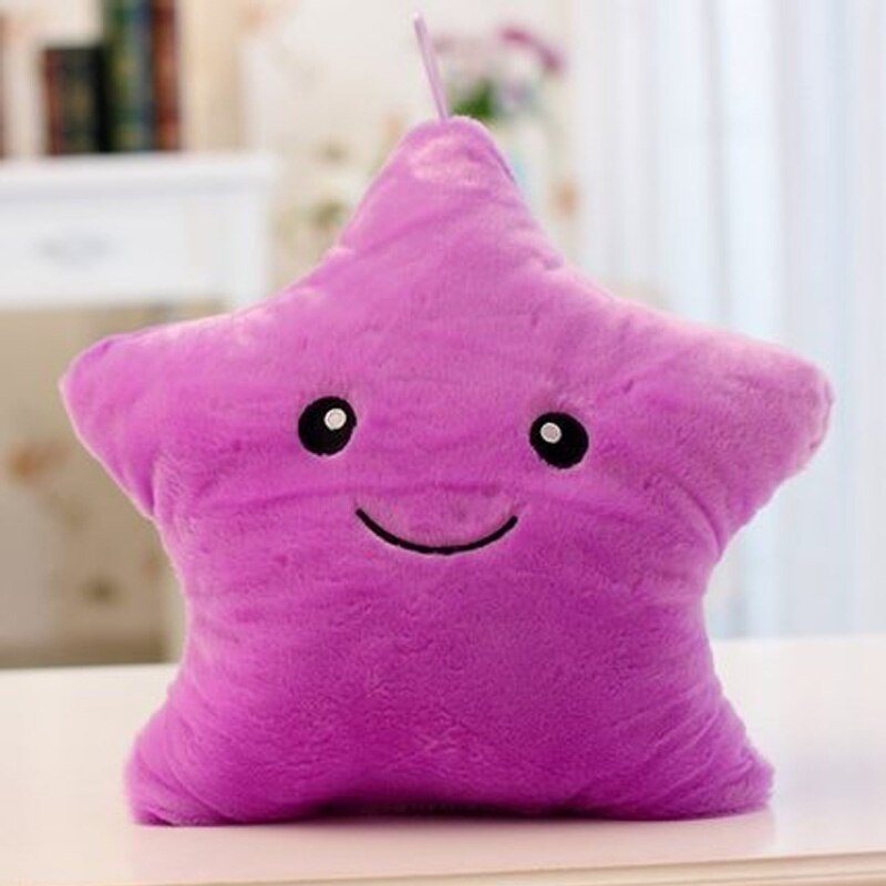 1pcs Star Glow LED Cushion Luminous Light Pillow Cushion Soft Relax Smile Blue Travel Pillow: D