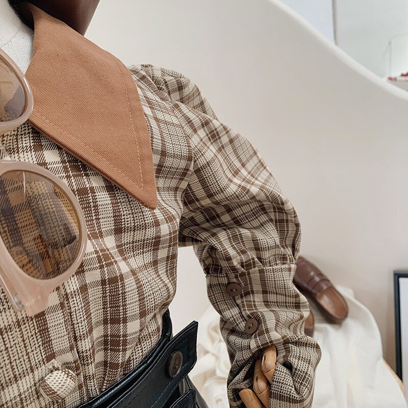 Wlg meisjes shirts kinderblouse herfst geruite tops met lange mouwen babymeisjes bijpassende kleding voor 2-7 jaar