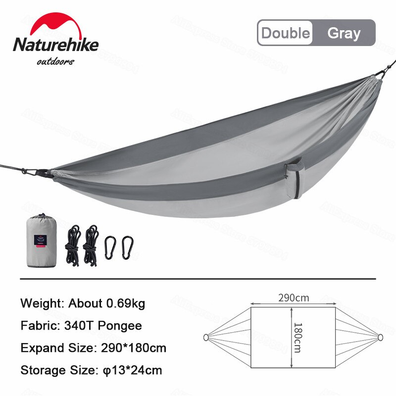 Naturehike-hamaca ultraligera para exteriores, individual y doble, antideslizante, para acampar, salvaje, NH21DC011: Double Gray