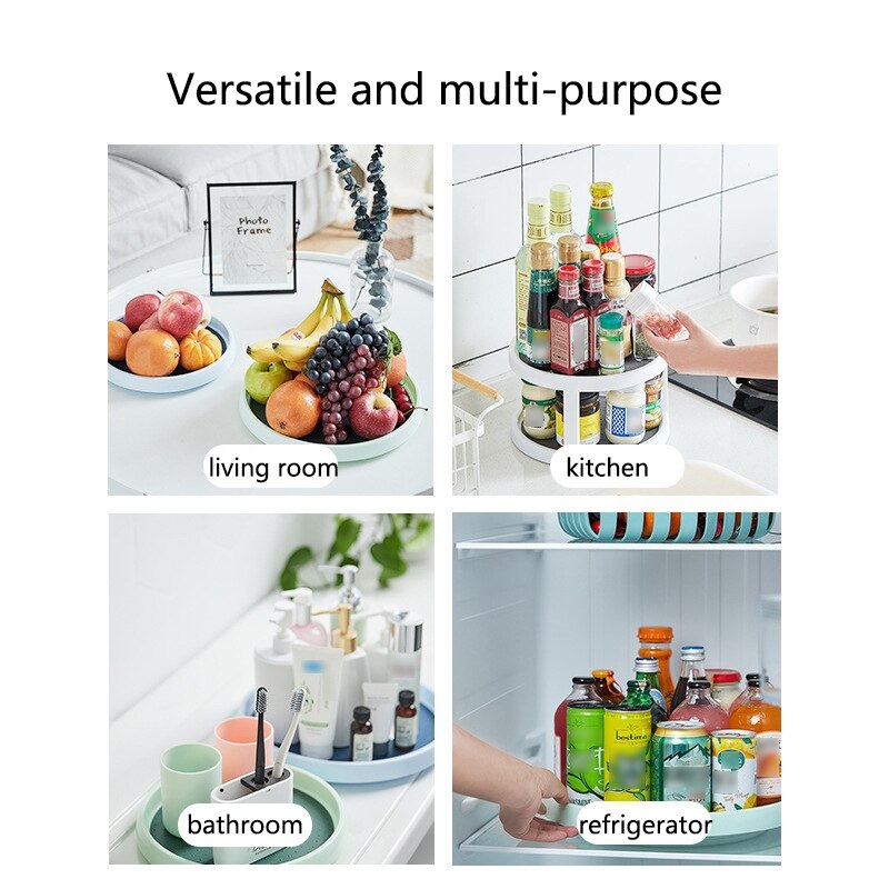 360 Rotation Spice Rack Pantry Cabinet Turntable with Wide Base Storage Tray Organizer for Kitchen Seasoning 23cm