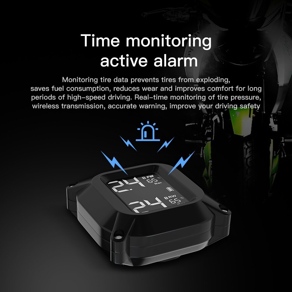 Tire Pressure Monitoring System TPMS Wireless Pressure Tire Motorcycle Tires Motor Fatbike Bicycle Auto Tyre Alarm