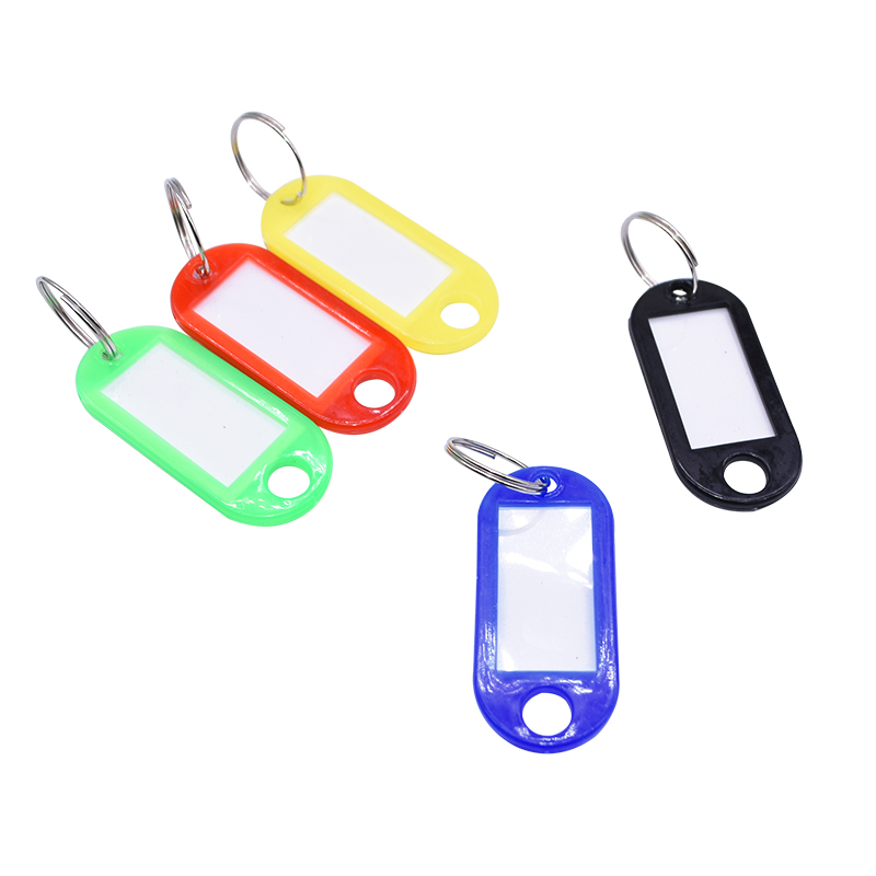 50 stk/parti nøgle id etiket tags plast nøglering nøgle tags id etiket brugerdefineret split ring bagage bagage tags nøglering nøglering nøglekort