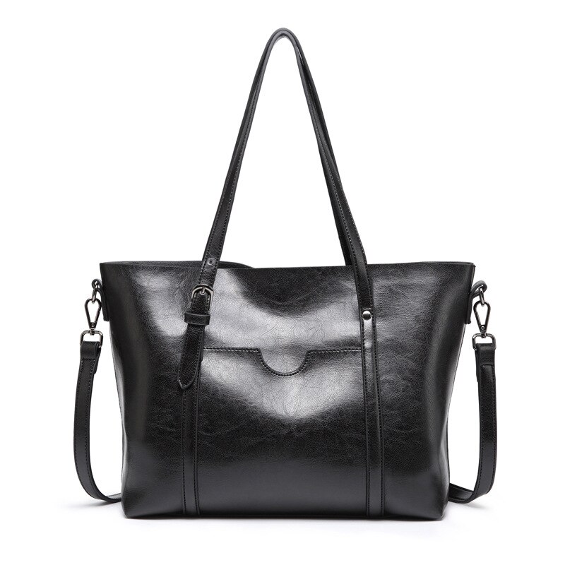 Hombro bolsa femenina de lujo del bolso de las mujeres bolsos de verano embrague sac mensajero vintage de cuero marrón grande tote bolsa: BLACK BAG