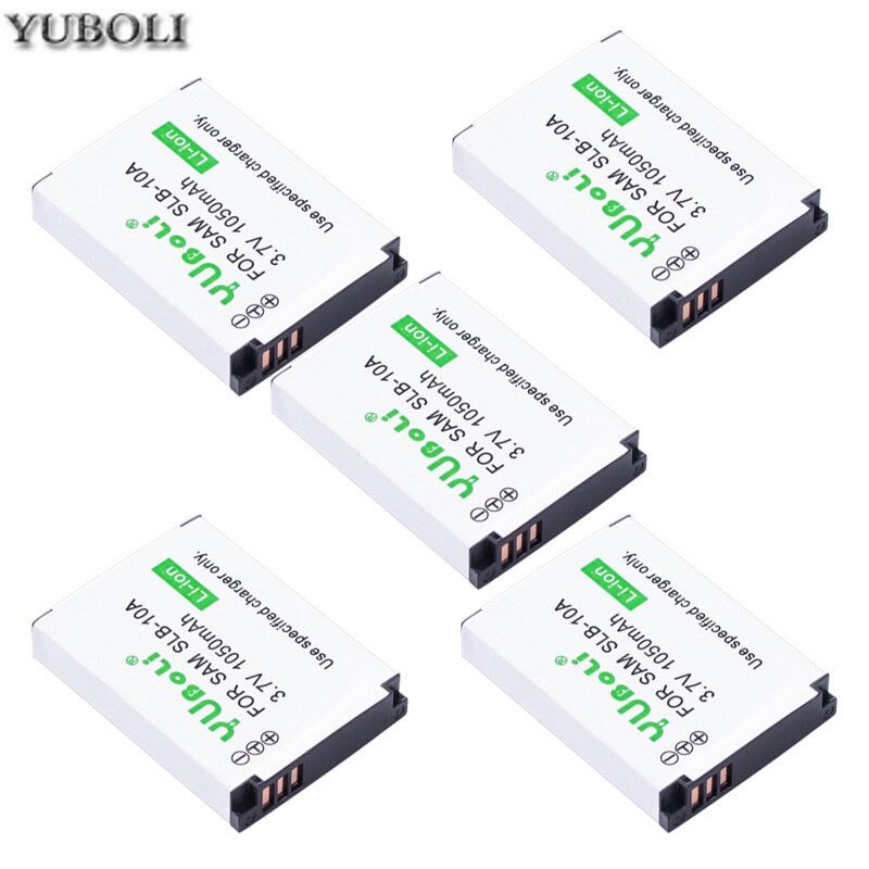 Yuboli 1050 mah slb slb -10a 10a 10a slb batteri + lcd usb lader til samsung hmx -u10 hmx -u100 sl720 hz15w sl310w sl820 hz10w es60: 5 batterier