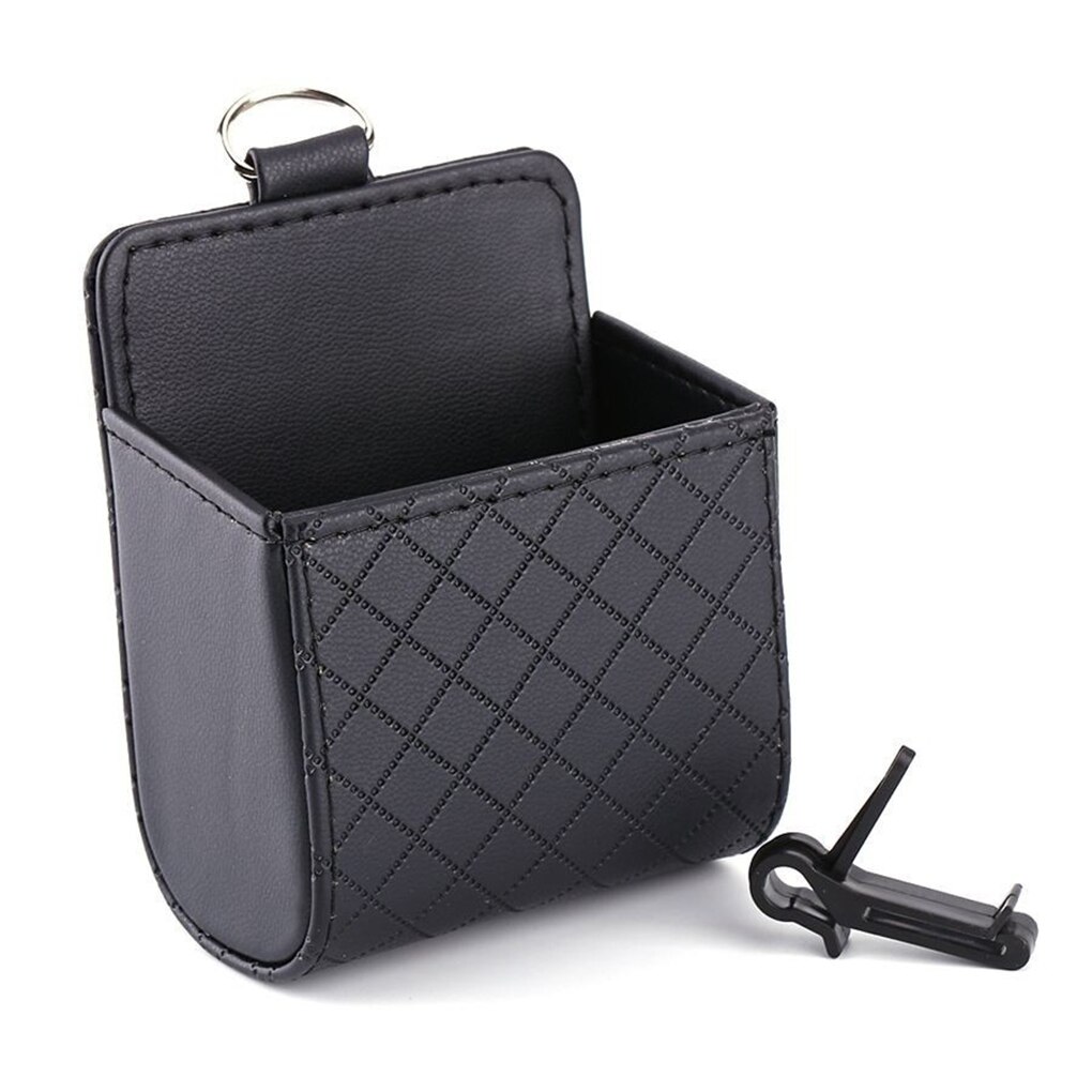 Boîte de rangement pour téléphone portable, , Durable, étanche, Installation facile, peau d'agneau, sortie d'air de voiture, poche: A