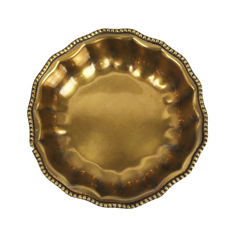 Copper Storage Hand Carved Texture Tray Jewelry Display Plate Necklace Ring Earrings Display Tray Decoration Organizer