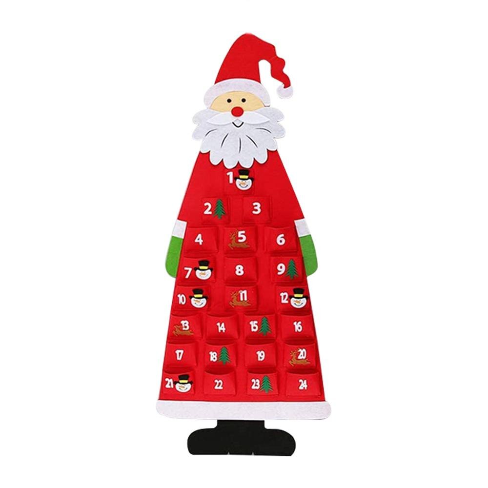 Filt julekalender med lommer væghængende santa filt adventskalender 24 dage nedtællingskalender til boligindretning: A 115 x 45cm