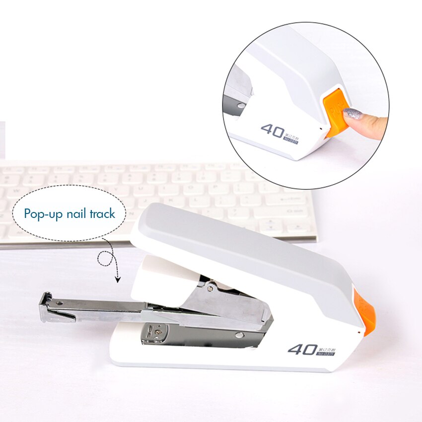 Manual Office Stapler Metal Standard Stapler with Push Button, 40 Sheet Capacity, Effort Saving Binding Stapler, 12# Staple