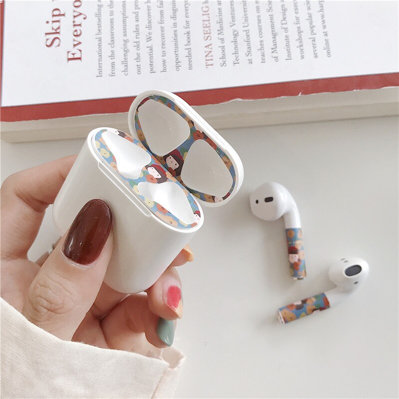 Del fumetto Della Polvere Carino Guard Set per Airpods di Protezione Auricolare Pellicola Della protezione Della Pelle Sticker per Airpods Caricatore Auricolare Scatola a prova di Polvere decalcomanie: 15