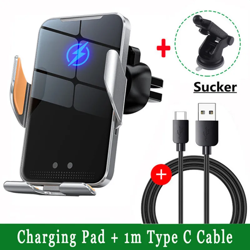Cargador inalámbrico de coche de 30W, soporte magnético para teléfono de montaje en coche para iPhone 15, 14, 13, 12, Samsung, carga rápida por inducción infrarroja: Gris