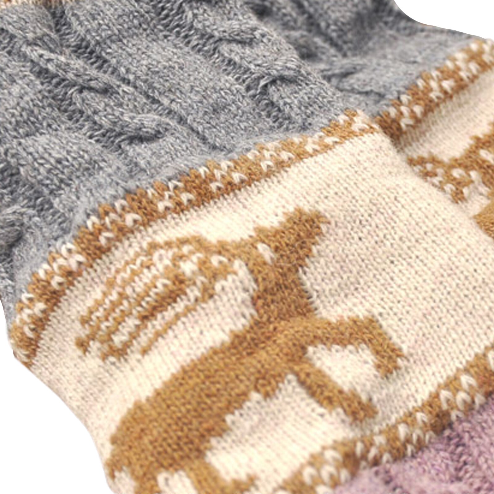 47cm Women Knit Leg Warmers Cartoon Pattern Crochet Ribbed Leg Socks for Party Accessories Christmas