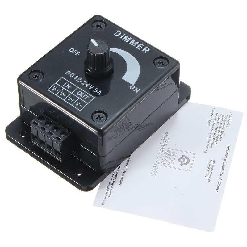 Dimmable LED Light Dimmer Switch Brightness Manual Adjustable Control DC 12V-24V 8A Output Power 96W