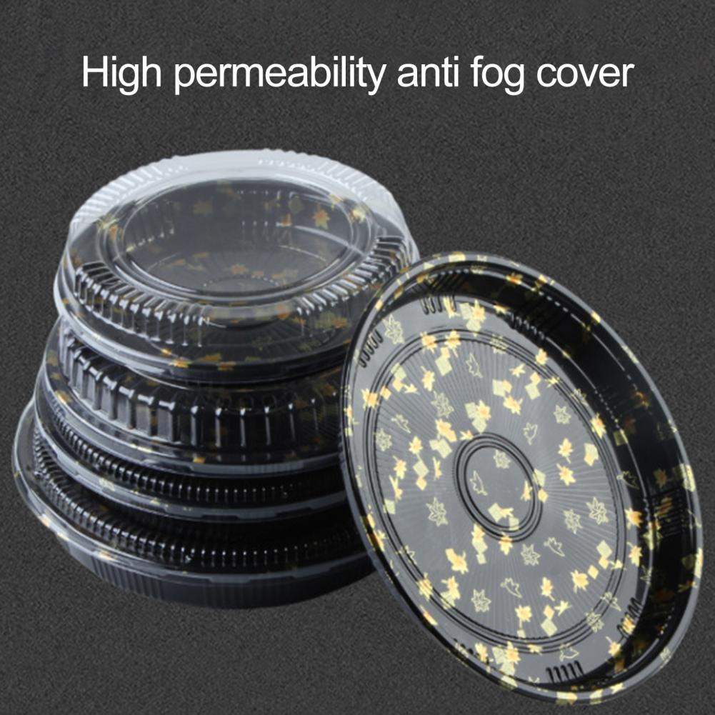 10 Pcs Round Sandwich Platter Trays With Lids Clear Pattern Printed Food-grade Catering Trays Sushi Box Buffet Catering Trays
